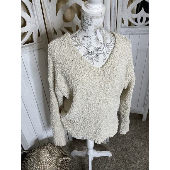 Lulu's Women's Cream Cropped Cross Back Sweater Top Size Small - Picture 1 of 7